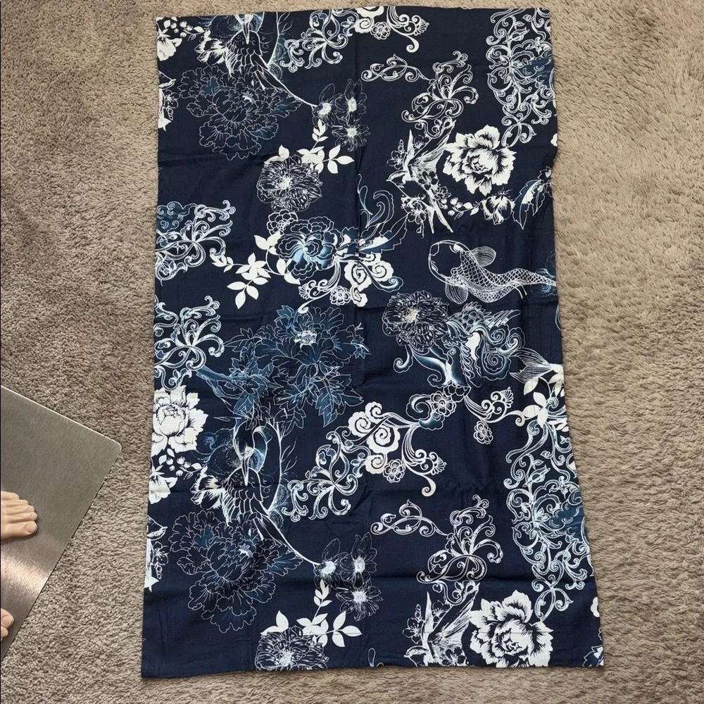 Johnny Was Navy and White Floral KING SIZE PILLOW SHAMMY (ONLY 1 SHAMMY)